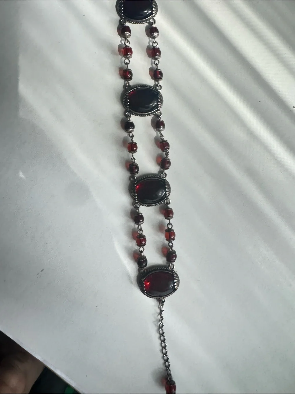 NYC Valerio 888 925 Sterling Silver Red Amber Adjustable Bracelet